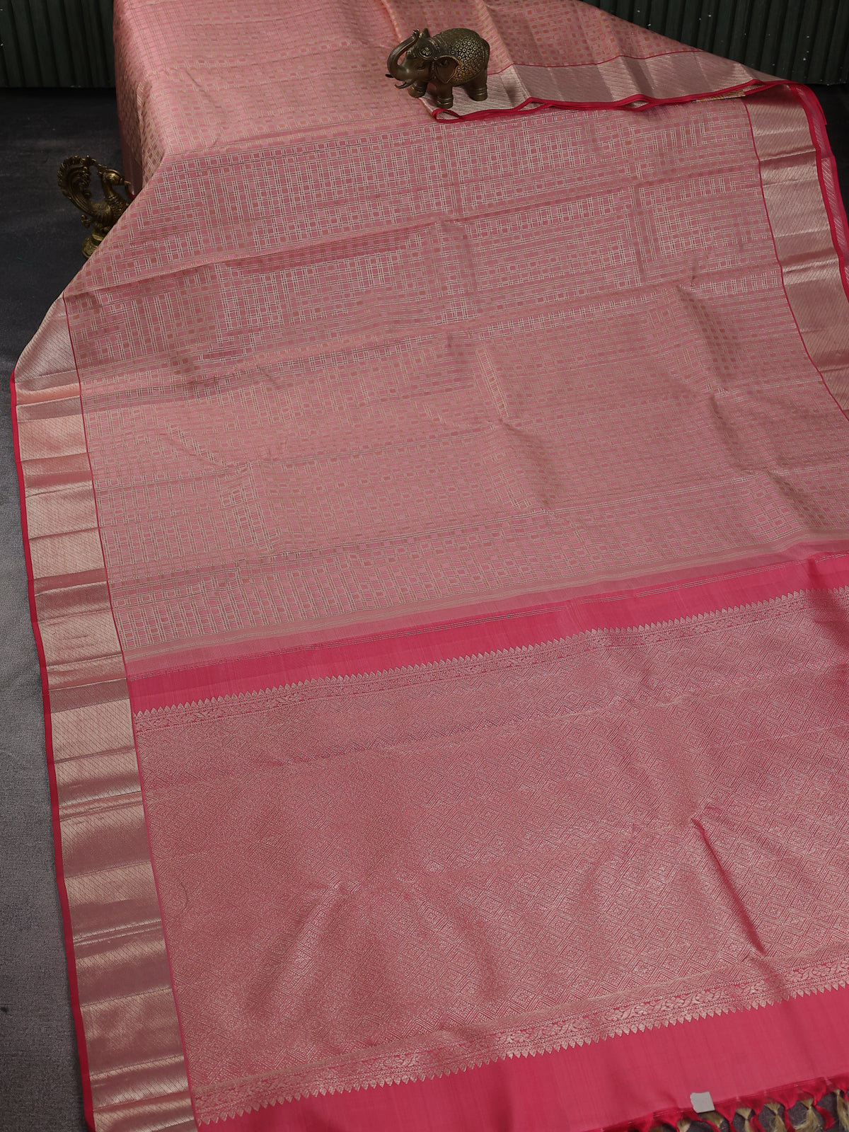 Peach Pink Pure Kanchipuram Silk Saree