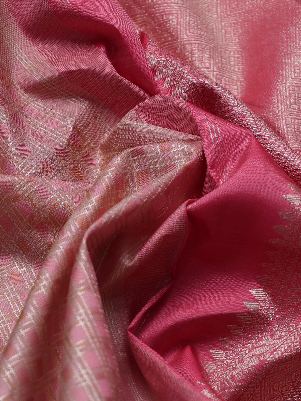 Peach Pink Pure Kanchipuram Silk Saree