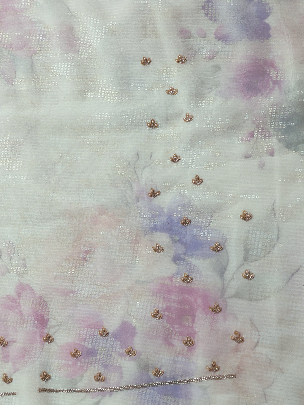 Off White Georgette Sequin Work Saree