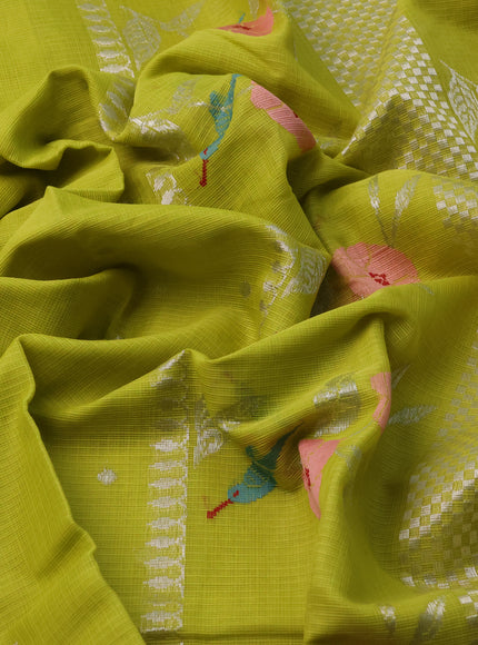 Lime Green-Green Zari Kota Saree