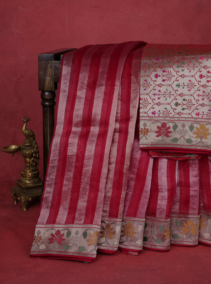 Red-Tissue Organza Saree