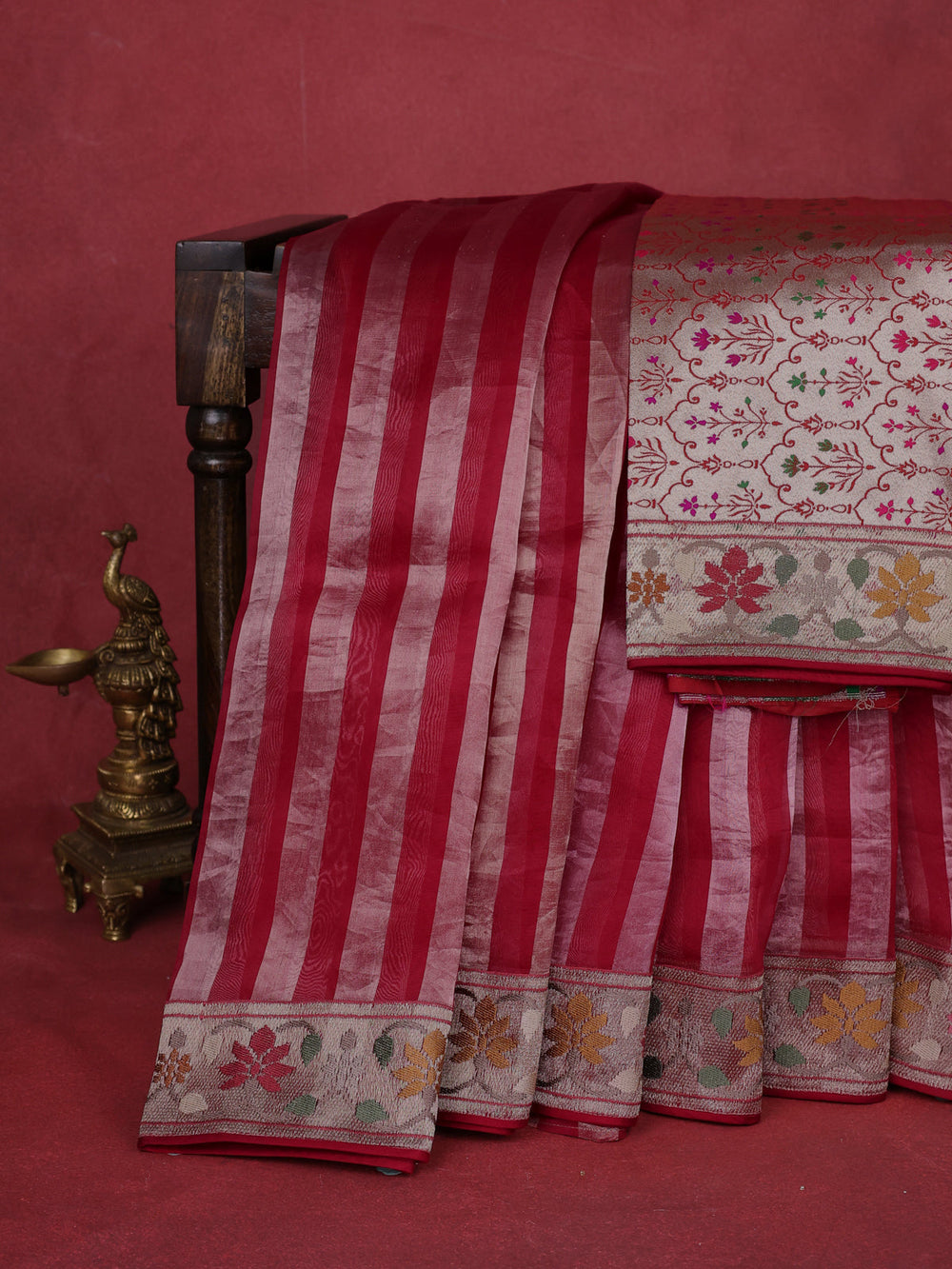 Red-Tissue Organza Saree