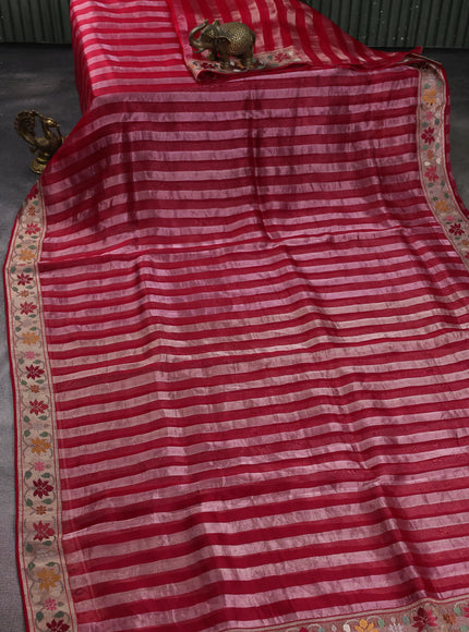 Red-Tissue Organza Saree