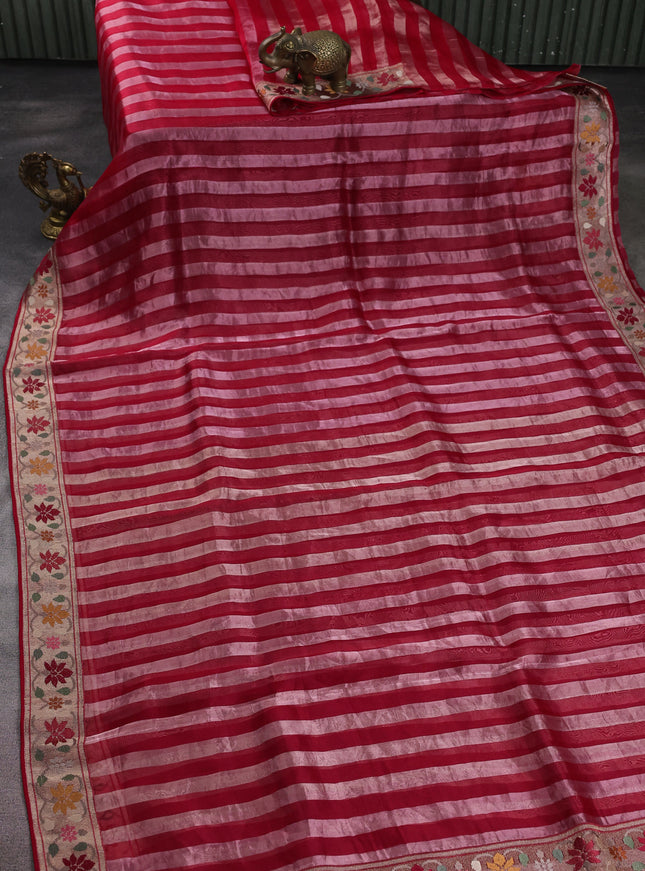 Red-Tissue Organza Saree
