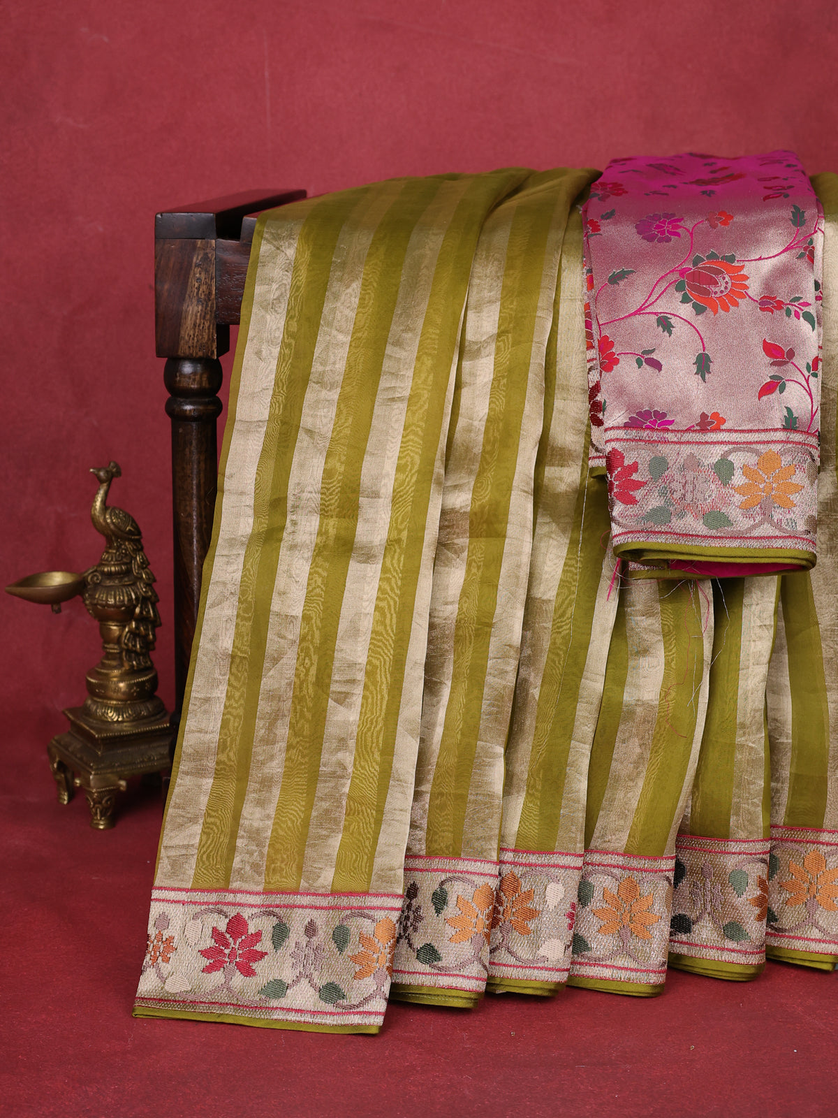 Mehendi Green-Tissue Organza Saree