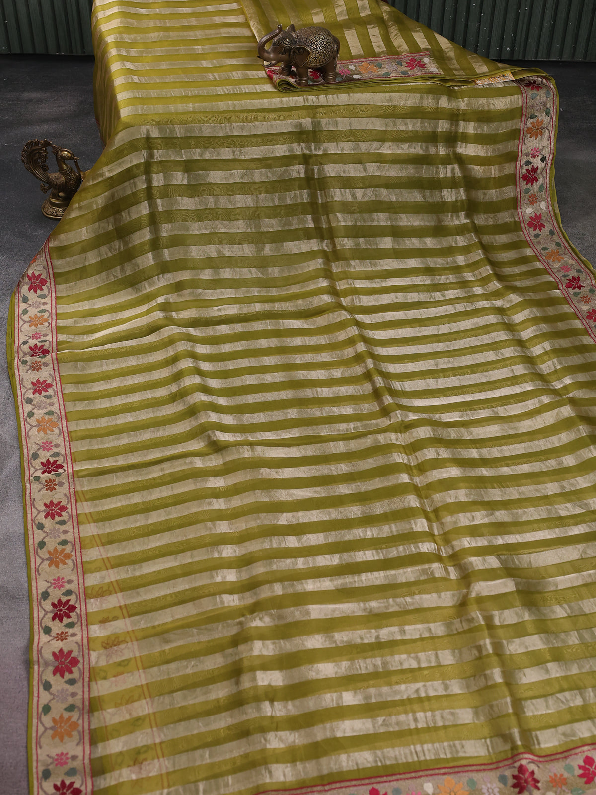 Mehendi Green-Tissue Organza Saree