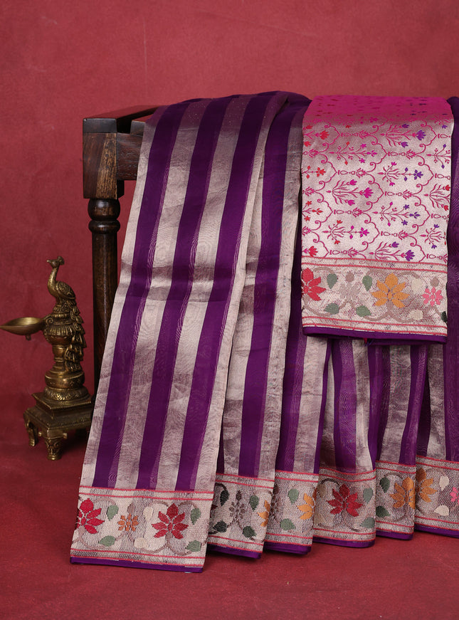 Purple-Tissue Organza Saree