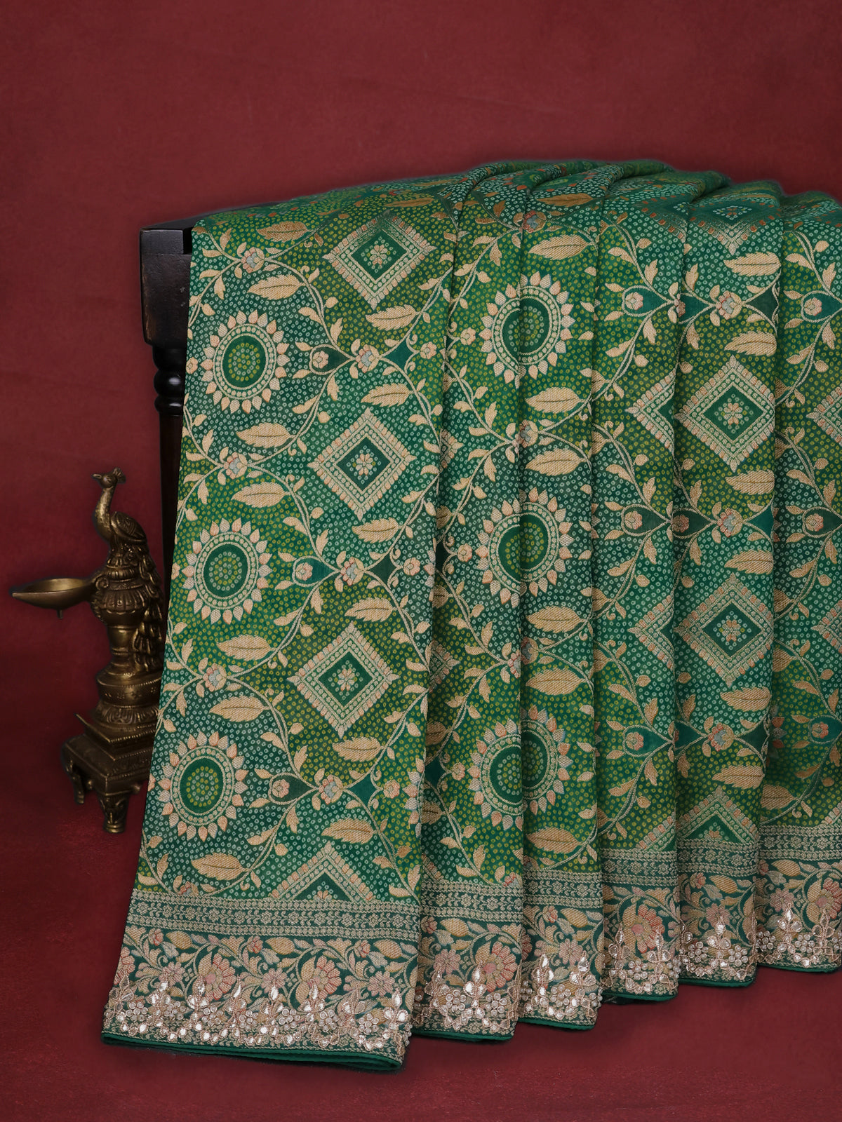 Green Banarasi Georgette Saree