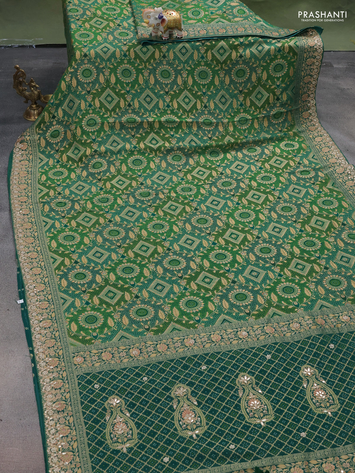 Green Banarasi Georgette Saree