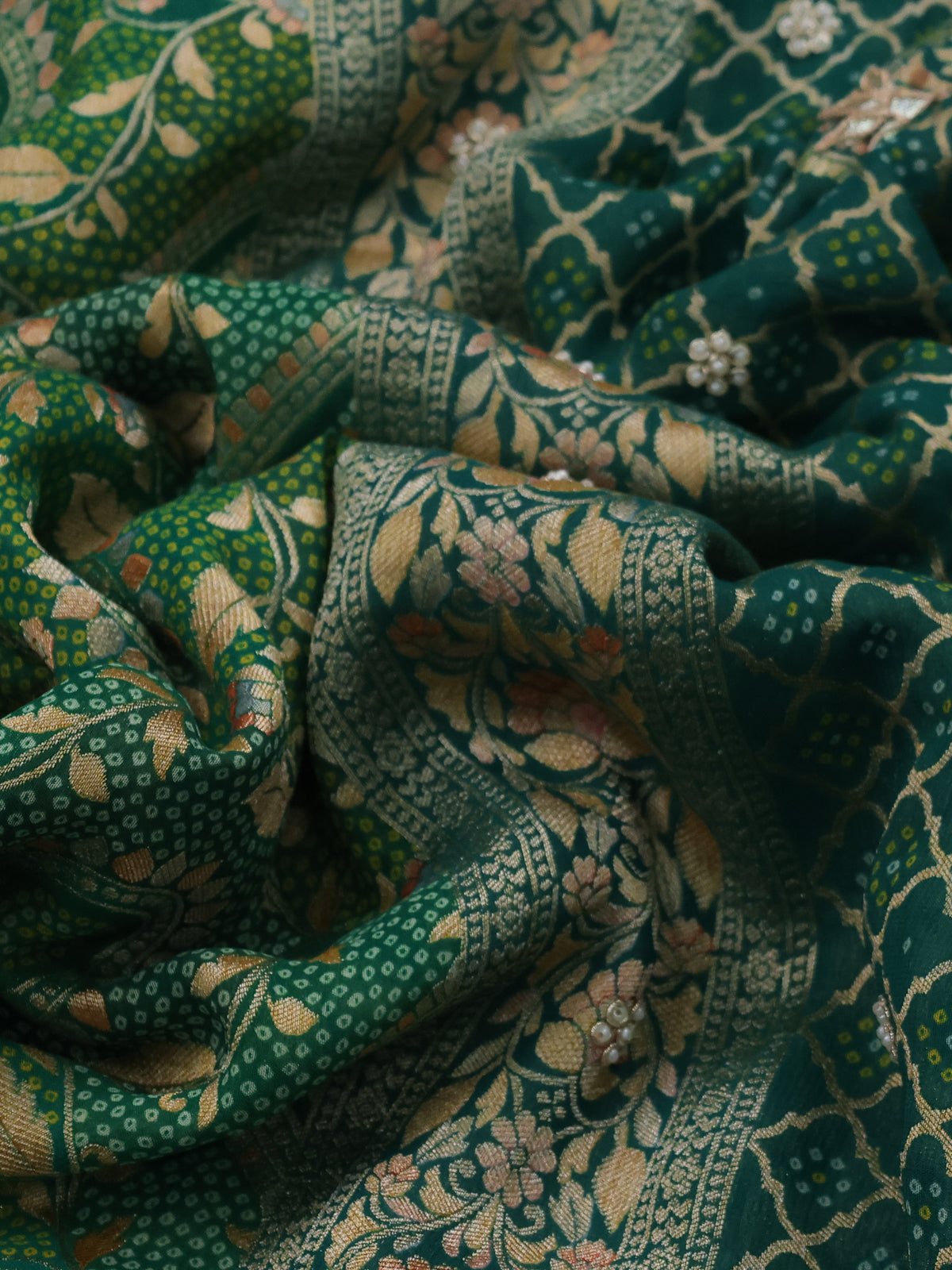 Green Banarasi Georgette Saree