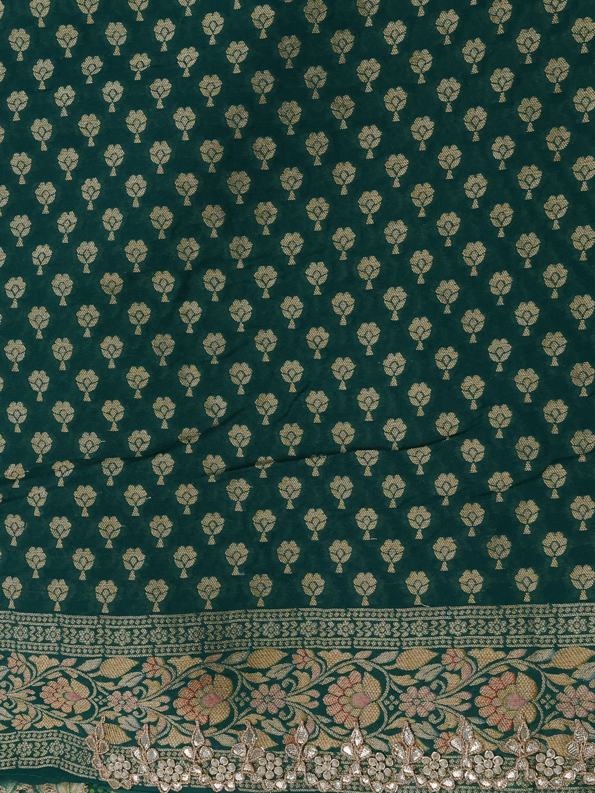 Green Banarasi Georgette Saree