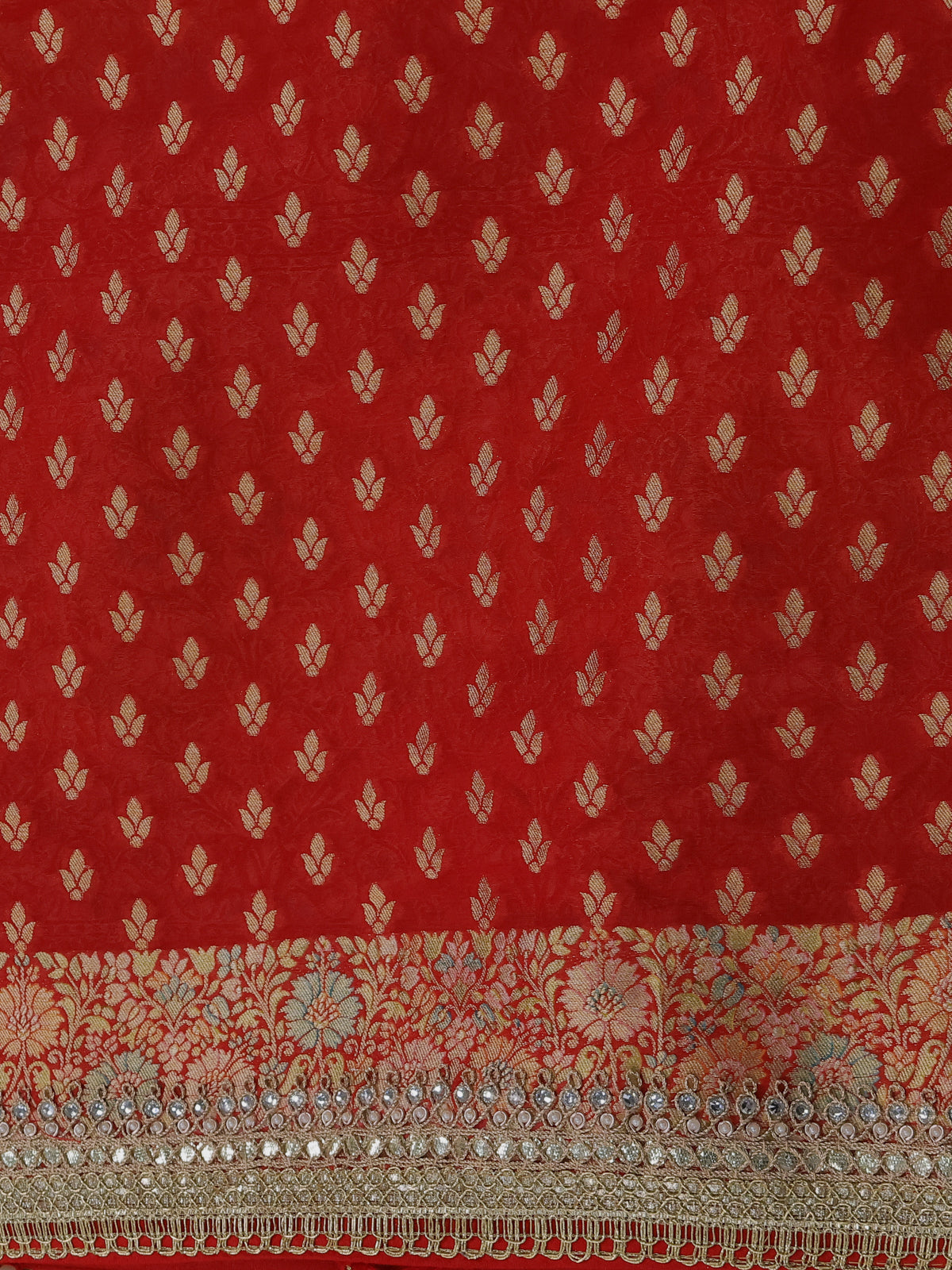 Orange-Red Banarasi Georgette Saree