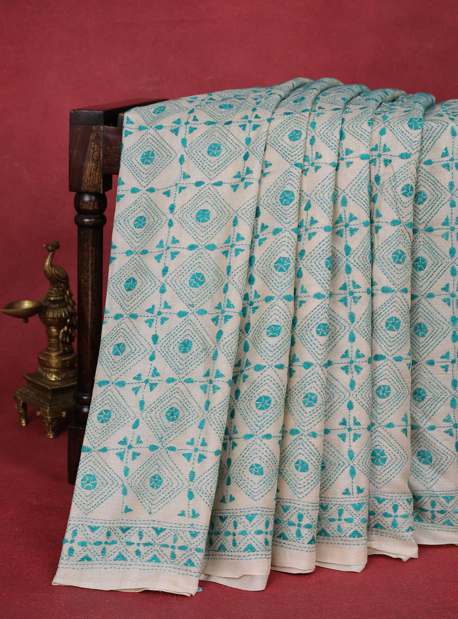 Off White Tussar Silk Saree