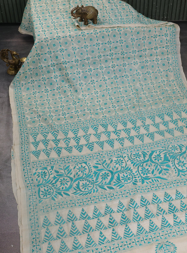 Off White Tussar Silk Saree