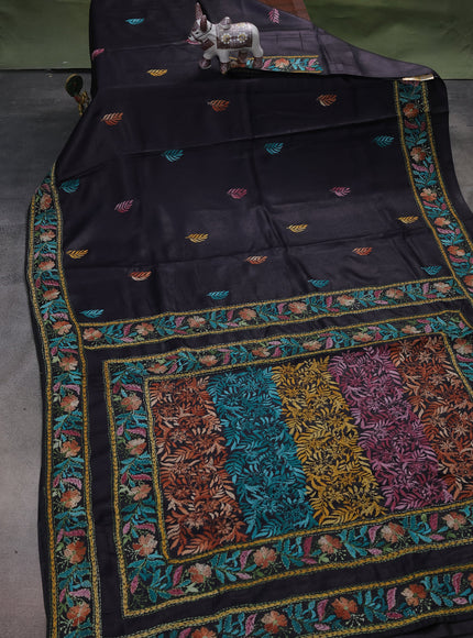 Black Tussar Silk Saree