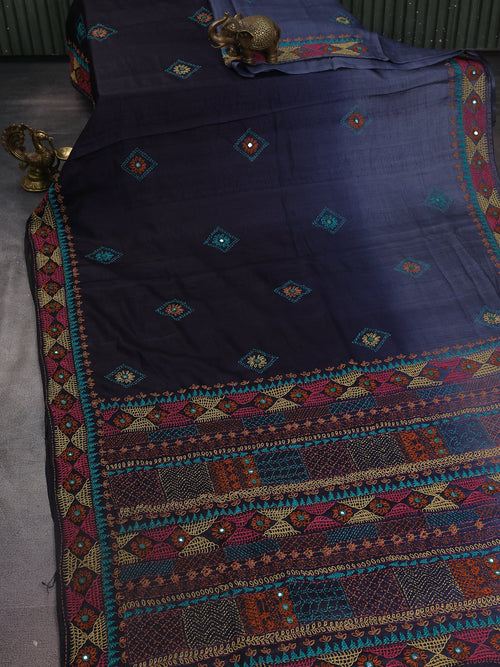 Deep Jamun Tussar Silk Saree