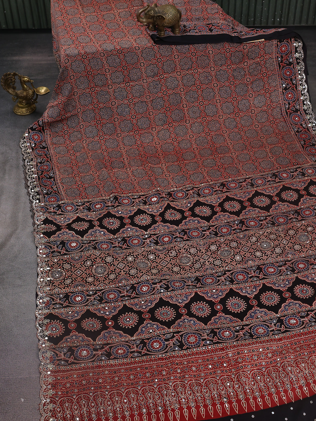 Maroon-Black Modal Silk Saree