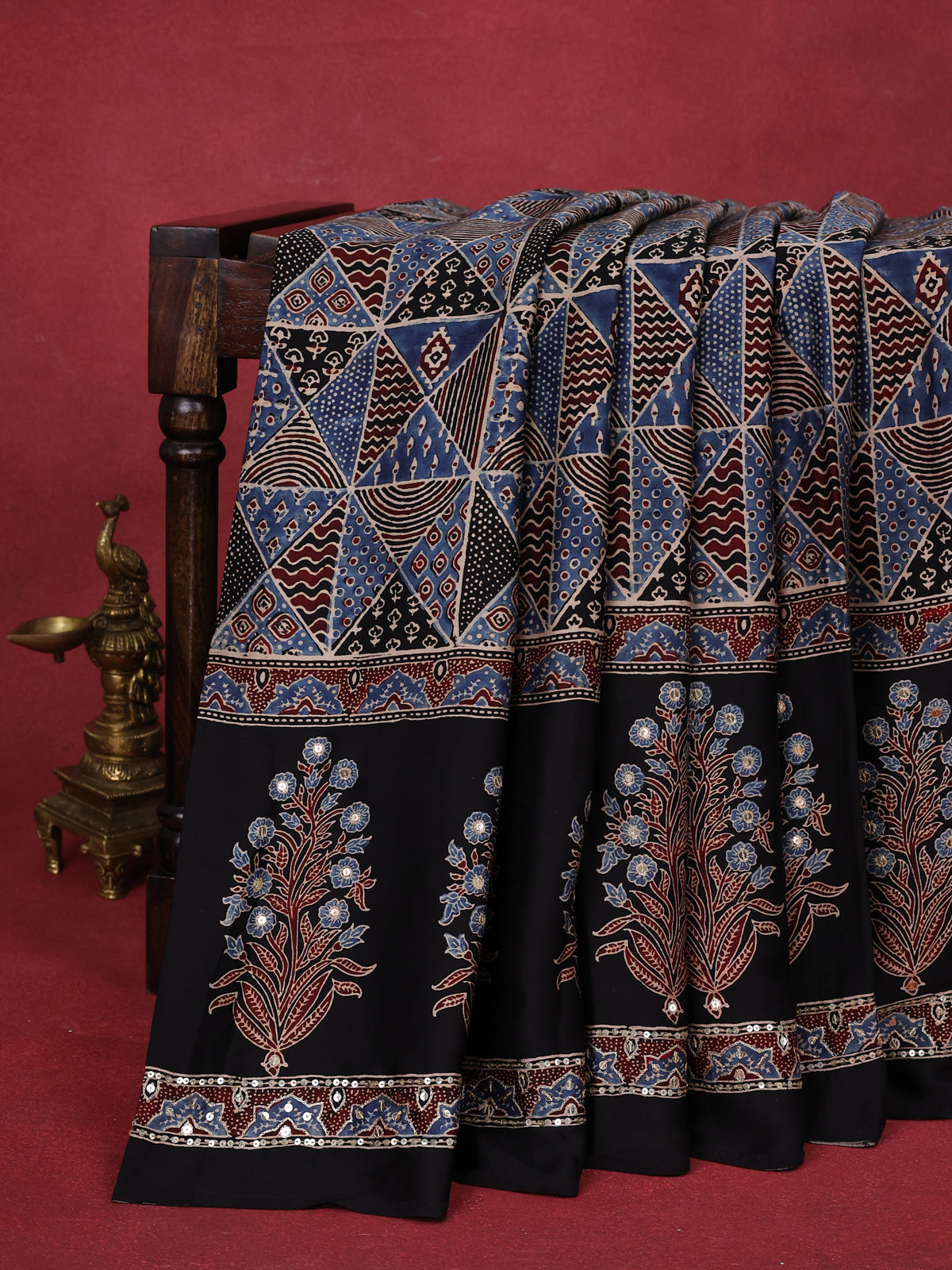 Blue-Black Modal Silk Saree