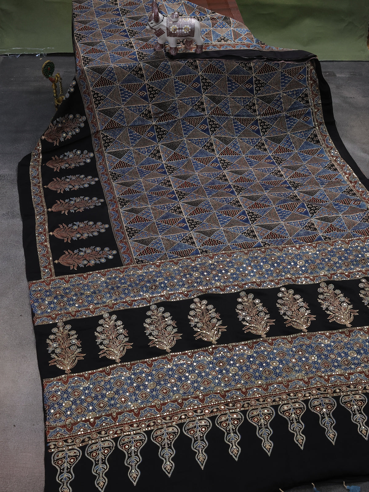 Blue-Black Modal Silk Saree