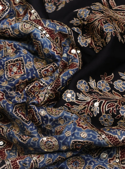 Blue-Black Modal Silk Saree
