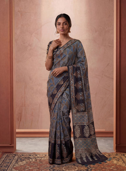 Blue-Black Modal Silk Saree
