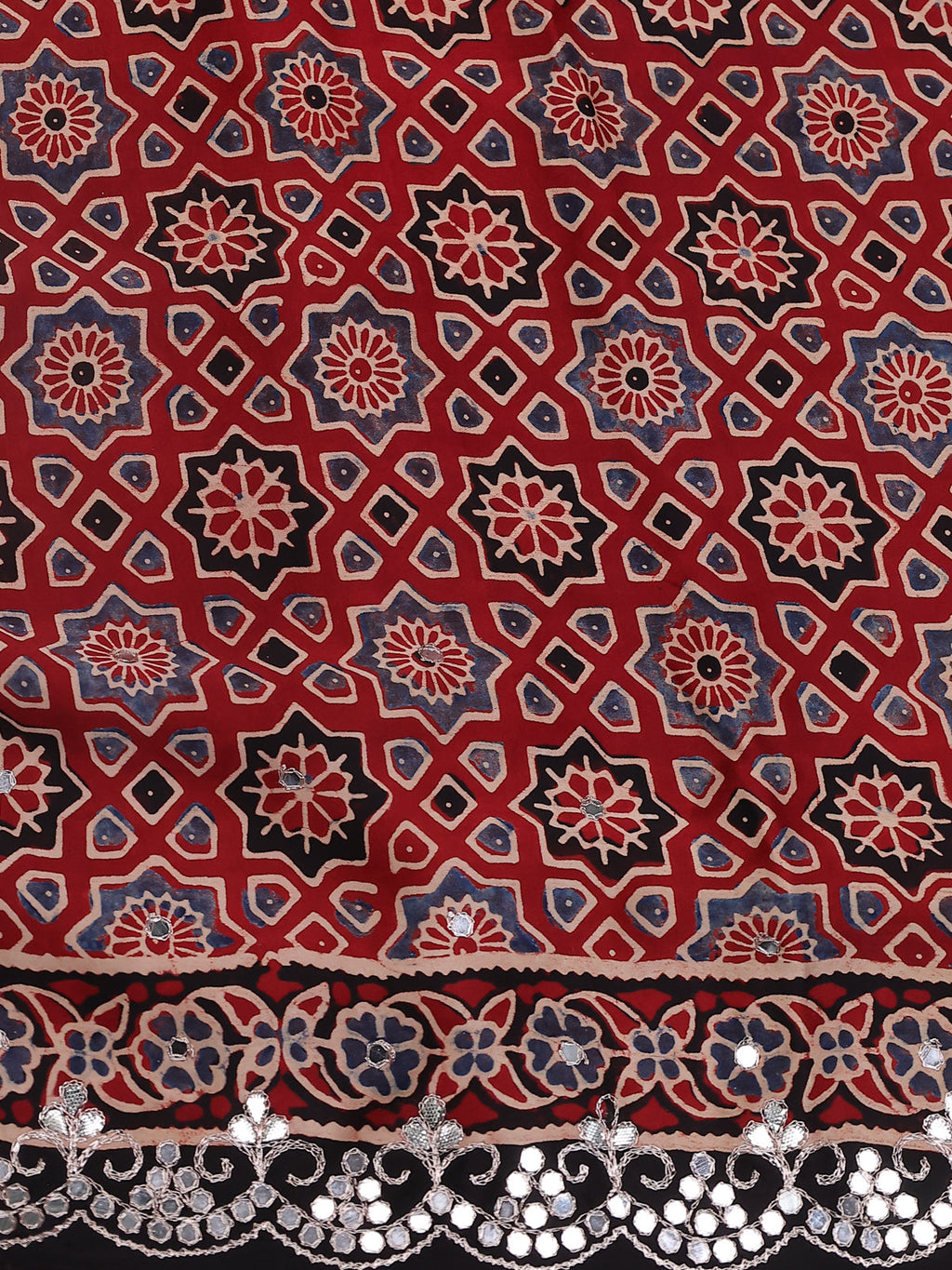 Red-Cream Modal Silk Saree