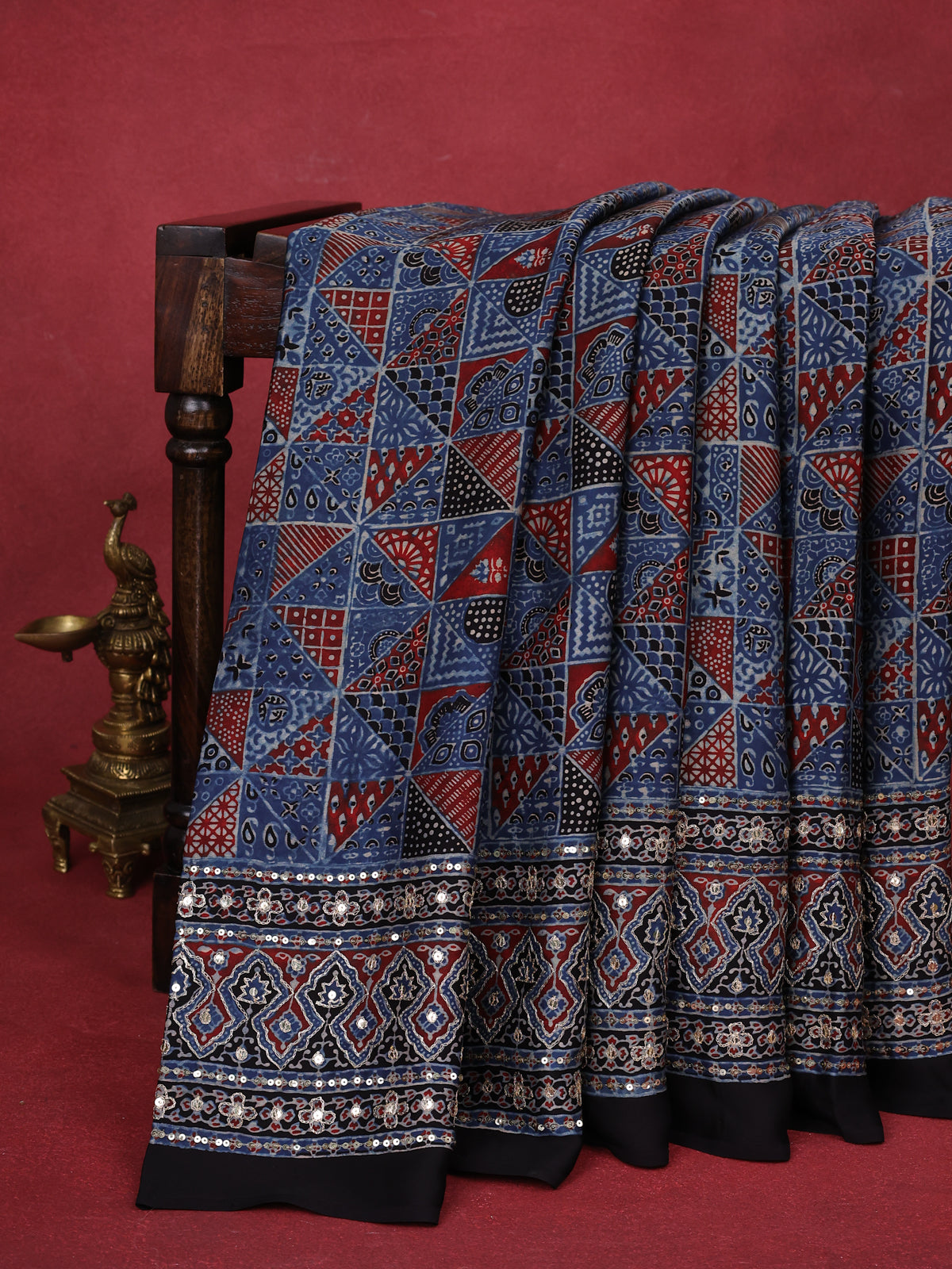 Black-Maroon Modal Silk Saree