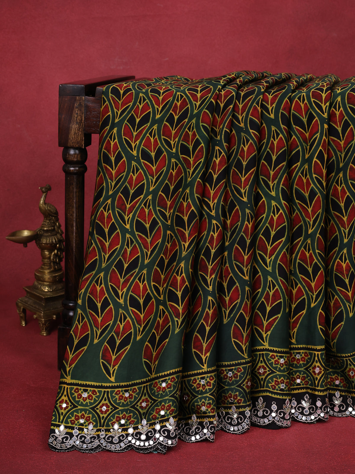 Green-Black Modal Silk Saree