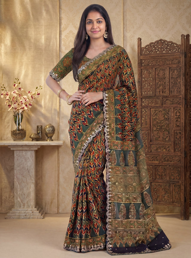 Green Modal Silk Saree