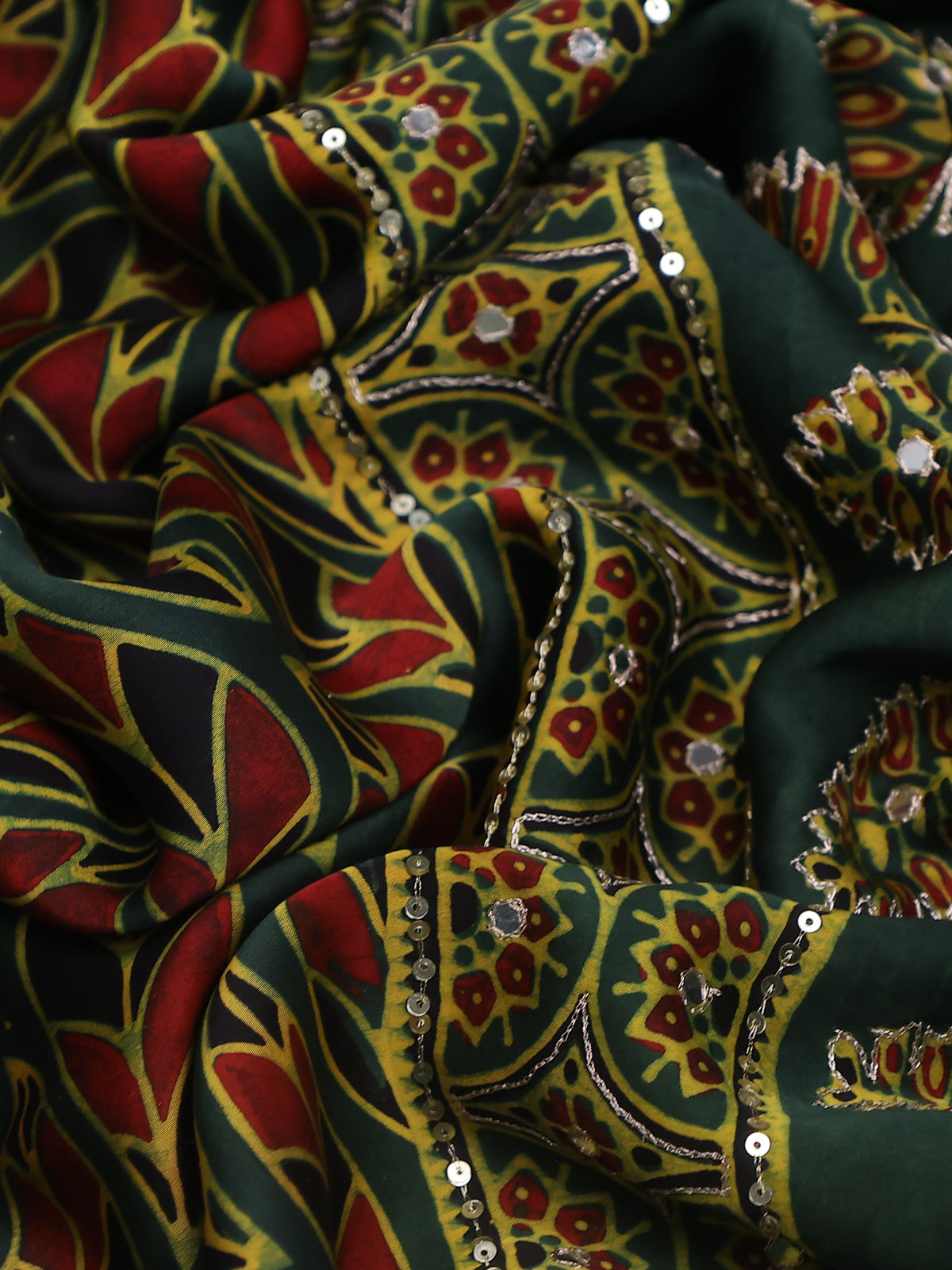 Green-Black Modal Silk Saree