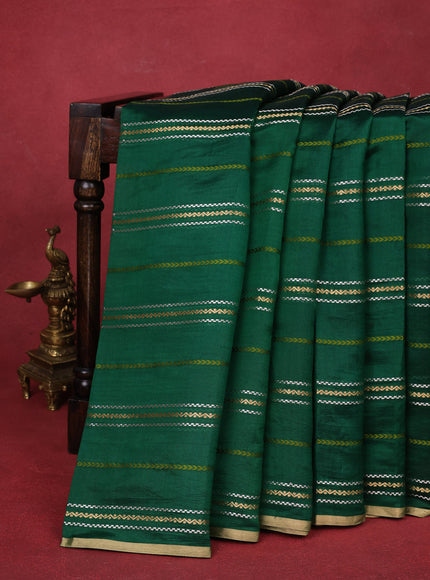 Green Chiniya Silk Saree With Embroidery Readymade Blouse