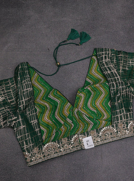 Green Chiniya Silk Saree With Embroidery Readymade Blouse