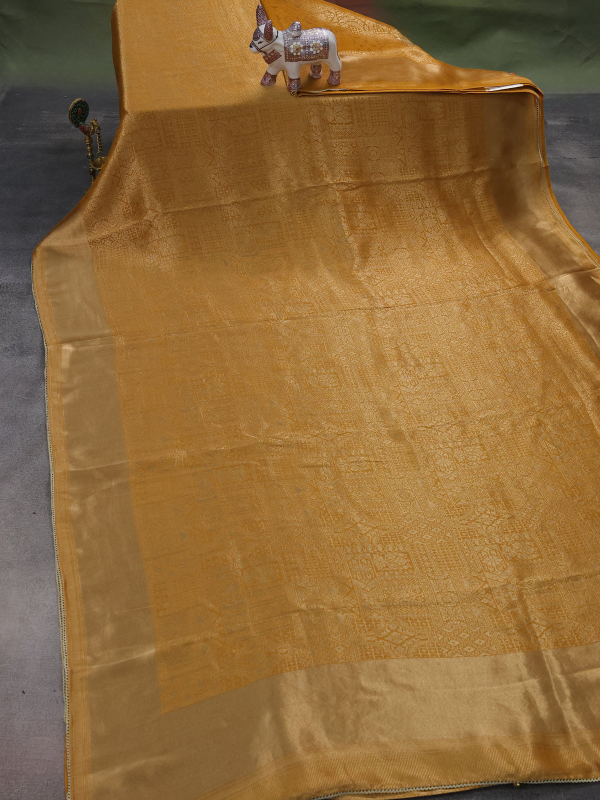 Mustard Yellow Banarasi Silk Saree With Embroidery Readymade Blouse