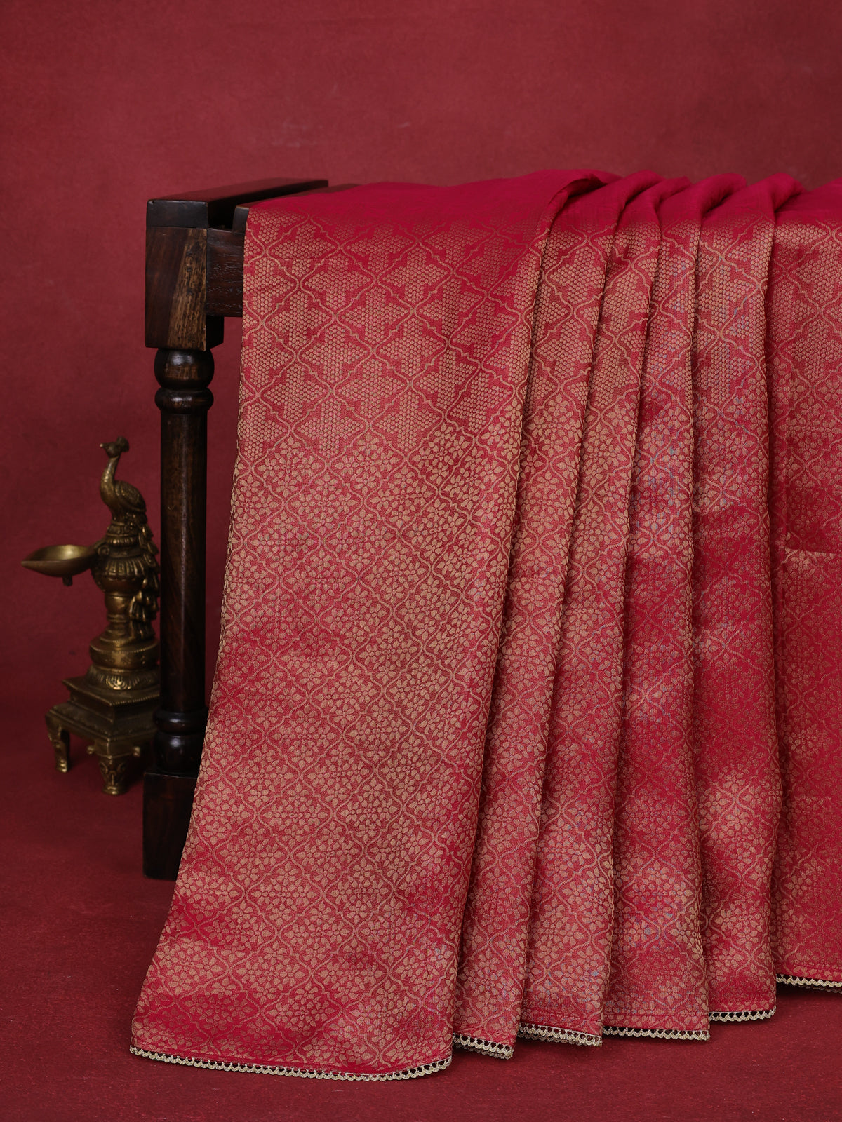 Pink Banarasi Silk Saree With Embroidery Readymade Blouse