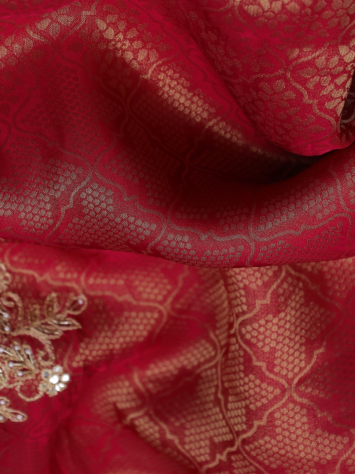 Pink Banarasi Silk Saree With Embroidery Readymade Blouse