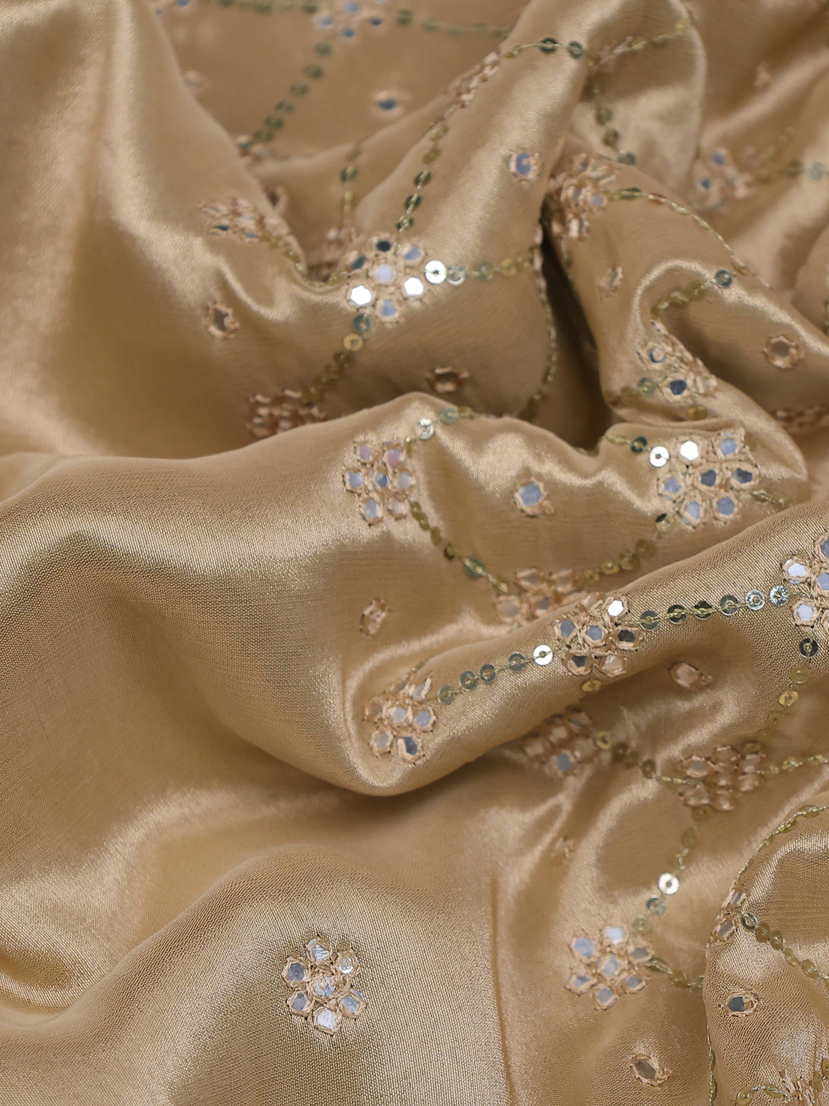 Sandal Tissue Silk Saree With Embroidery Readymade Blouse