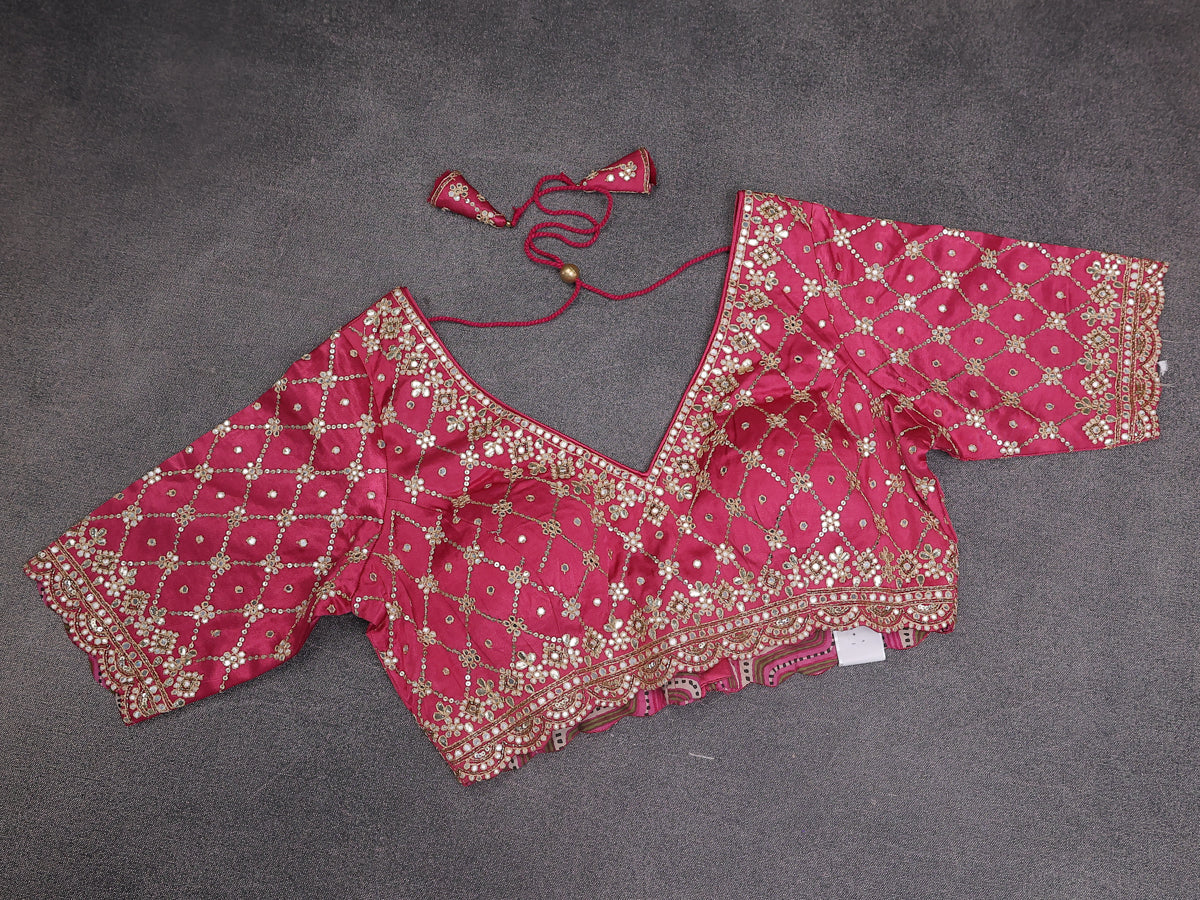 Pink Shade Tissue Silk Saree With Embroidery Readymade Blouse