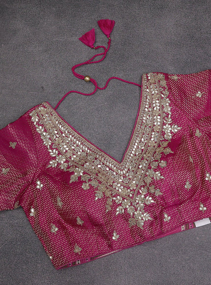 Pink Chiniya Silk Saree With Embroidery Readymade Blouse
