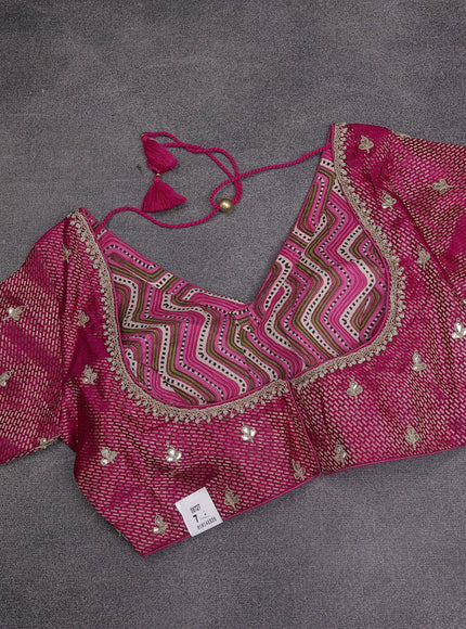 Pink Chiniya Silk Saree With Embroidery Readymade Blouse