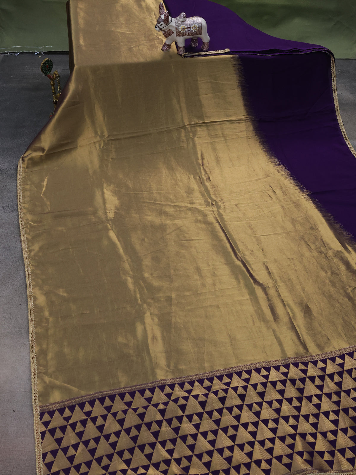 Violet Tissue Silk Saree With Embroidery Readymade Blouse