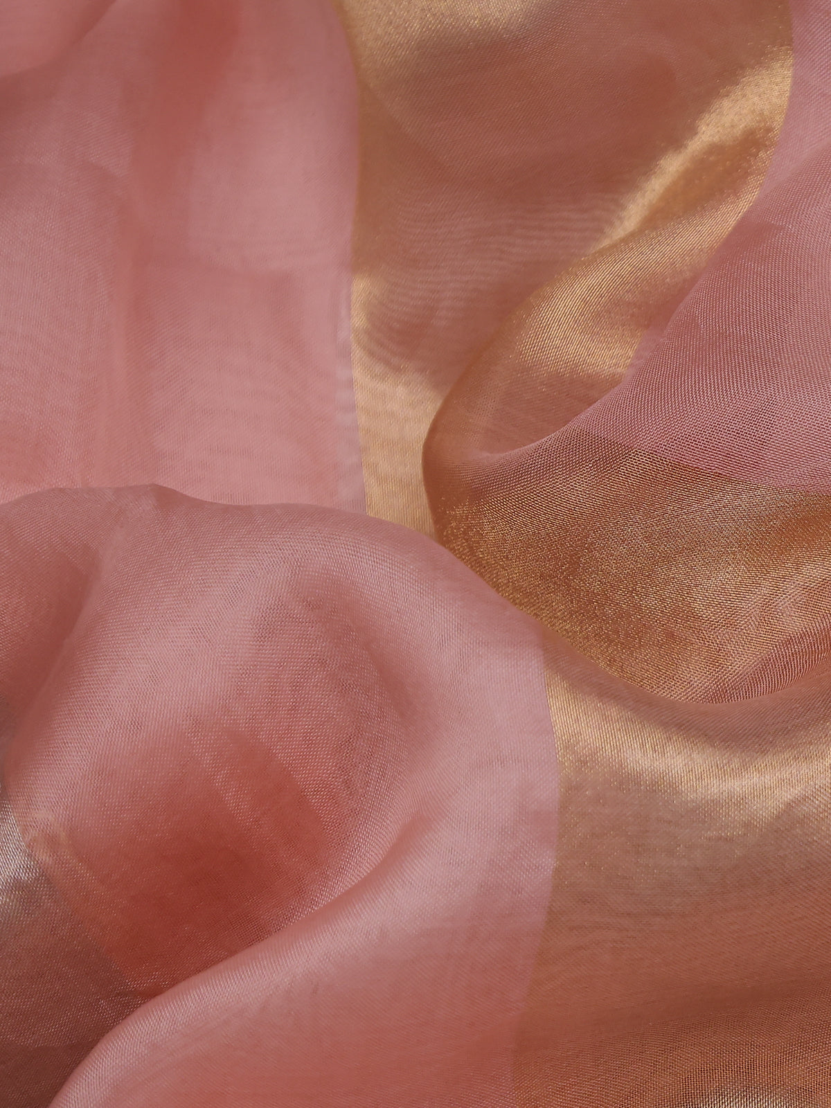 Pastel Peach Tissue Organza Silk Saree With Embroidery Readymade Blouse