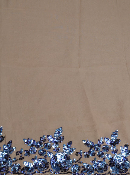 Beige Sequin Embroidered Georgette Designer Saree