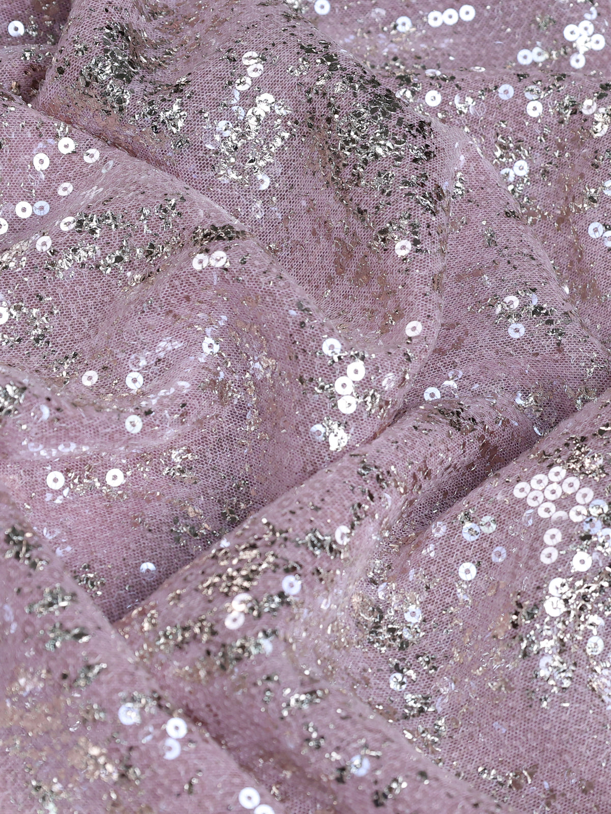 Light Pink Sequin Embroidered Netted Organza Designer Saree