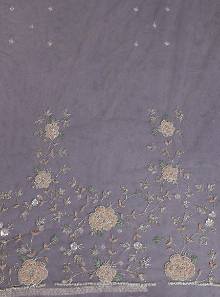 Light Pink Sequin Embroidered Netted Organza Designer Saree