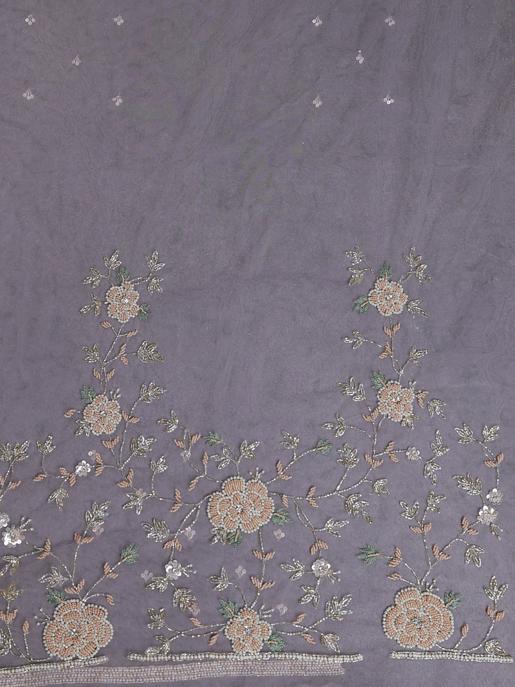 Light Pink Sequin Embroidered Netted Organza Designer Saree