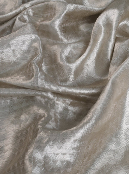 Silver Banarasi Tissue Saree With Embroidery Readymade Blouse