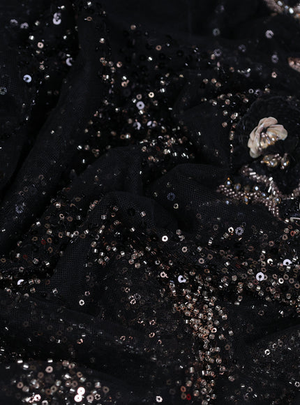 Black Sequin Embroidered Netted Designer Saree