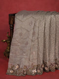 Grey Sequin Embroidered Netted Organza Designer Saree