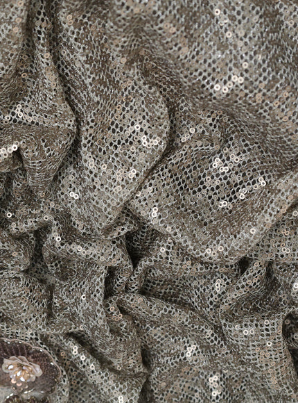 Grey Sequin Embroidered Netted Organza Designer Saree