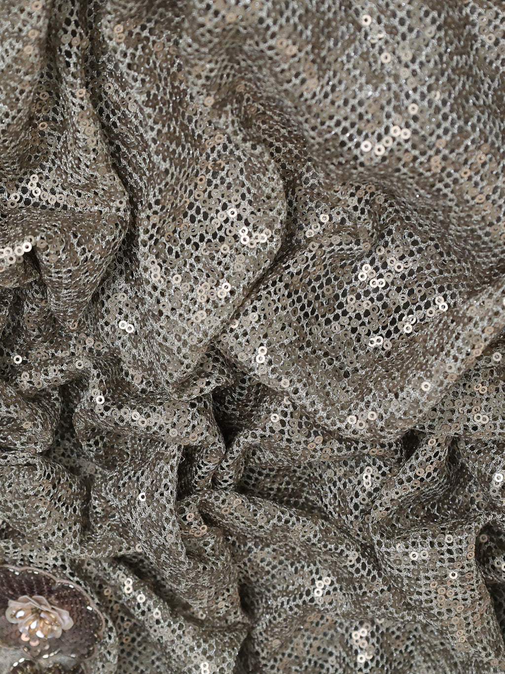 Grey Sequin Embroidered Netted Organza Designer Saree